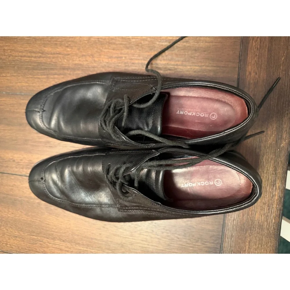 Rockport Dressports Mens Black Leather Split Toe Oxford Shoes APM29951 Size 10